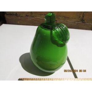 ART GLASS PEAR FRUIT GREEN FANCO FRUIT BASKET HOME DECOR KITCHEN